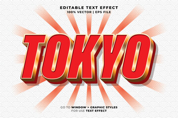 Poster - Editable text effect Tokyo Japan 3d cartoon template text style premium vector