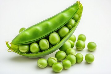Poster - A whole pea pod filled with fresh green peas, great for culinary use