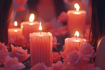 Poster - Group of pink candles arranged side by side