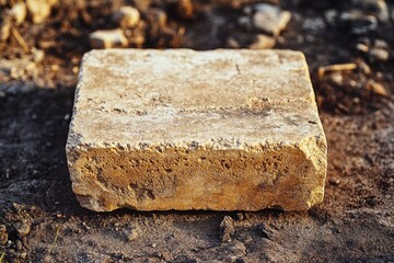 Aufkleber - A single brick lying on the ground in the dirt