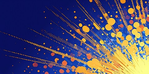 Poster - Vibrant Abstract Background with Colorful Dots and Rays Representing Energy, Movement, and Dynamic Creativity in a Vivid Color Palette