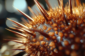 Poster - A close-up shot of a unique spiky plant with thick, fleshy leaves and sharp stems