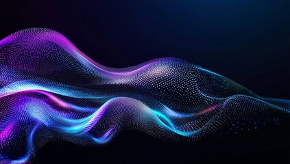 Poster - The abstract background features modern tech-inspired gradient waves in blue and pink, accompanied by dynamic light trails in neon pink and blue