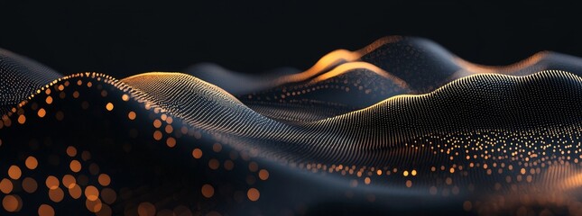Aufkleber - The background is a futuristic abstract with a black base and a wave of glowing dots