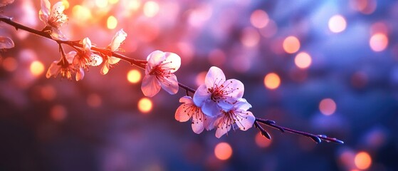 Poster - A detailed view of a single flower blooming on a branch, ideal for use in designs related to nature and beauty
