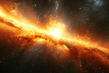 a surreal depiction of a supernova blast, showcasing radiant energy waves.