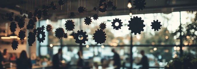 Poster - the concept of gears icons represents engineering and manufacturing through automation and innovatio