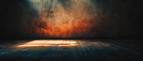 Poster - A room with a wooden floor and a wall, suitable for interior design or architecture images