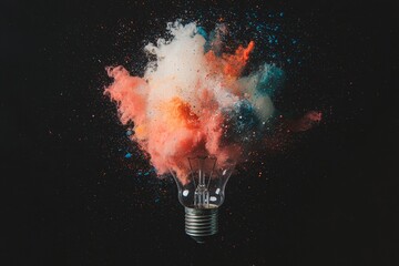 Poster - A burst of colourful artistic energy sparks an impactful and inspiring eureka moment, like a lightbulb