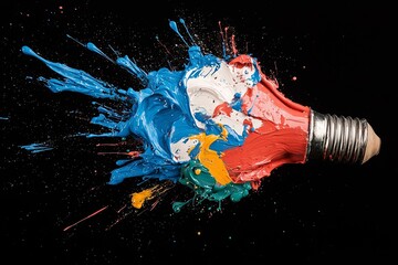 Poster - A lightbulb moment of impactful and inspiring artistic expression erupts in a colourful explosion of energetic paint