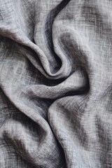 Poster - A high-quality image of gray linen fabric in close-up view, suitable for various uses such as fashion, design, or textile-related projects
