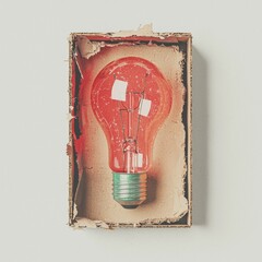 Poster - The idea of a pencil and light bulb drawing represents creative thinking outside the box as a concept
