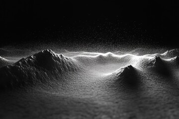 Poster - A serene black and white photo of snow-covered mountains, perfect for winter-themed projects