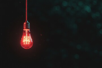 Poster - A light bulb is shown in close-up, with digital marketing creativity, new ideas, and innovative concepts, set against a blurred background with a glare of light, stock image