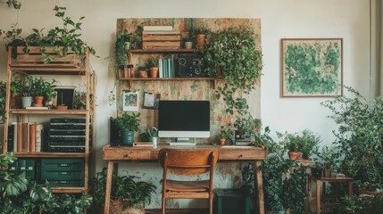 Poster - A sleek desk and ergonomic chair are key components of a minimalist home office setup that caters to the growing need for remote workspaces