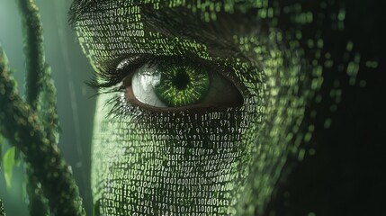Poster - a technological eye image embodies the idea of futuristic digital cyber security