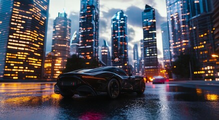 Poster - A metropolis from a futuristic world with neon-lit roads and advanced generative AI technology