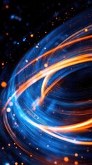 Poster - A mesmerizing spiral of blue and orange lights illuminates a dark space, perfect for sci-fi or futuristic concept scenes