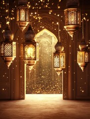 Poster - Cozy space with many hanging lanterns, perfect for party decoration or romantic setting
