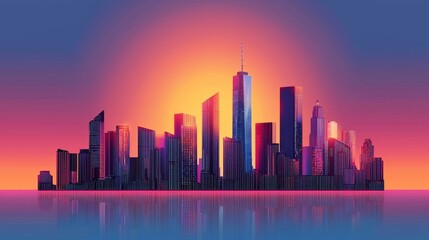 Poster - An abstract representation of a futuristic city, characterized by its dynamic and interconnected urban landscape, illuminated by glowing blue and red digital light structures and particles