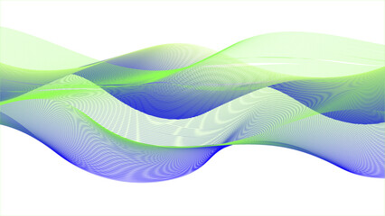 Wall Mural - Abstract modern background with blue wavy lines and particles. concept with technology light effec