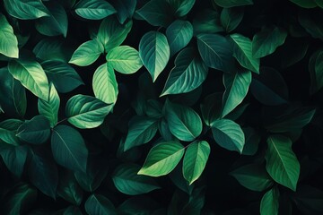 Poster - A close-up shot of a bunch of green leaves, ideal for use in designs related to nature and the outdoors