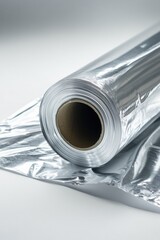 Poster - A single roll of aluminum foil sitting on a table