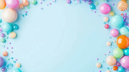 Wall Mural - candy-colored garland: festive assortment of vibrant candies and decorative elements arranged in a c