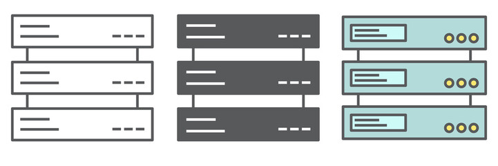 Poster - Data server icon collection, database and hosting, computer server vector icon set, vector graphics, editable stroke outline sign, eps 10.
