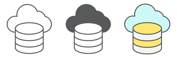 Poster - Big data icon collection, database and connection, cloud computing vector icon set, vector graphics, editable stroke outline sign, eps 10.