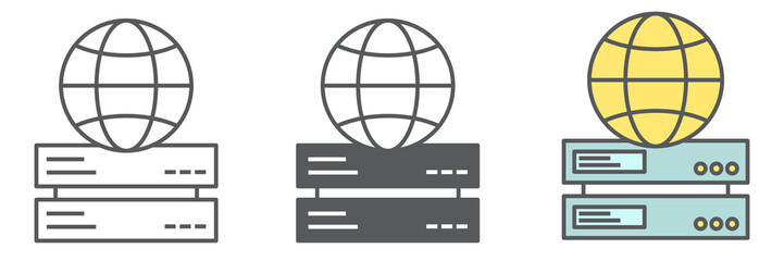 Poster - Web hosting icon collection, database and storage, data network vector icon set, vector graphics, editable stroke outline sign, eps 10.
