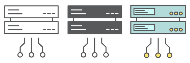 Fototapete - data network icon collection, database and connection, server network vector icon set, vector graphi