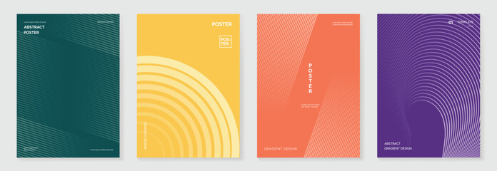 Aufkleber - Abstract line sport poster background vector set. Minimalist cover template with vibrant perspective line wave in motion. Ideal design for social media, cover, banner, flyer, ads.
