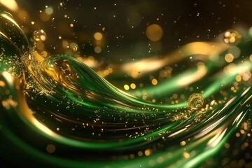 Poster - A close-up view of a wavy pattern in shades of green and gold