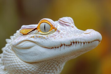 Poster - Close-up of an exotic alligator with striking features resting in a natural habitat during daylight