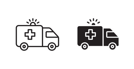 Poster - Ambulance vector icon set in black color.