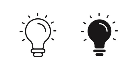 Poster - Bulb vector icon set in black color.
