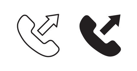 Poster - Call outgoing vector icon set in black color.