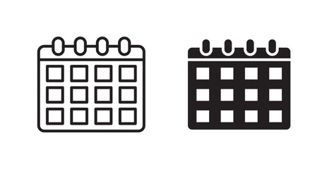 Poster - Calendar pen vector icon set in black color.