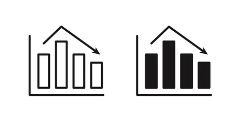 Poster - Chart histogram vector icon set in black color.
