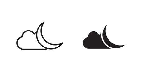 Poster - Cloud moon vector icon set in black color.