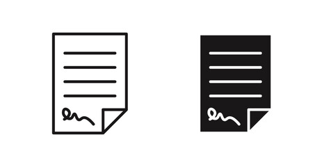 Poster - Document signed vector icon set in black color.
