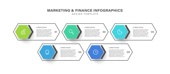 Poster - business infographic label design template with icons and 5 options or steps.
