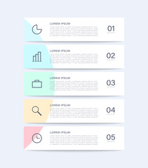 Poster - vertical infographics design template with 5 steps, parts or options