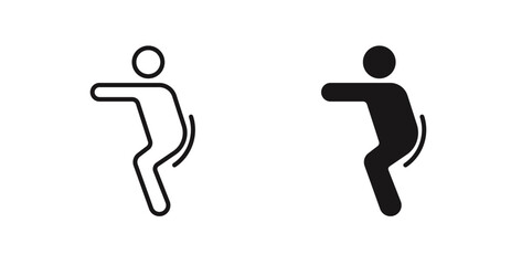 Poster - Fitness exercise vector icon set in black color.