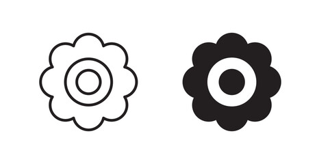 Poster - Flower vector icon set in black color.