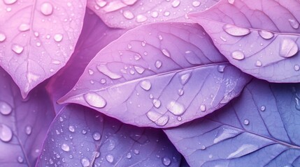 Aufkleber - Vividly colored leaves showcase a stunning array of water droplets, capturing the beauty of nature in detail. Soft hues blend harmoniously, evoking a sense of tranquility and wonder