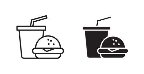 Poster - Hamburger soda vector icon set in black color.