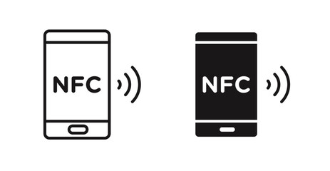 Poster - NFC communication vector icon set in black color.