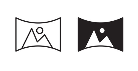 Poster - Panoramic vector icon set in black color.